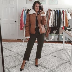 Levi's $180 retail brown faux leather sherpa jacket nwt